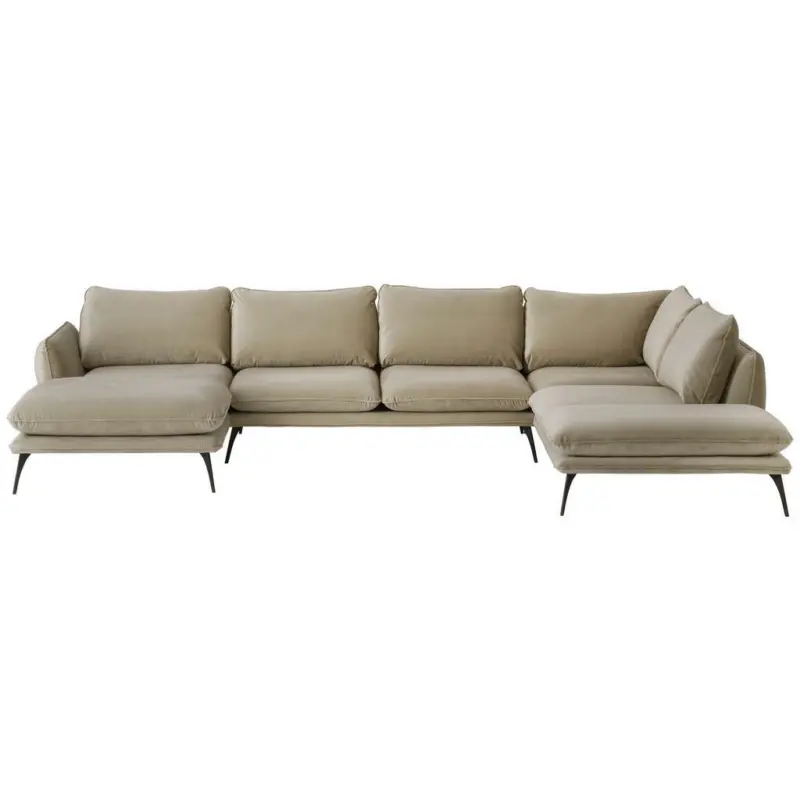 Wohnlandschaft in Velours Beige