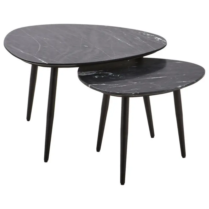 Couchtischset in Metall, Stein 74/54/68/52/45/41 cm