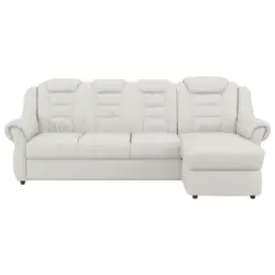 Ecksofa in Lederlook Weiß
