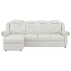 Ecksofa in Lederlook Weiß