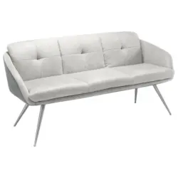 Polsterbank in Metall, Textil Hellgrau, Dunkelgrau