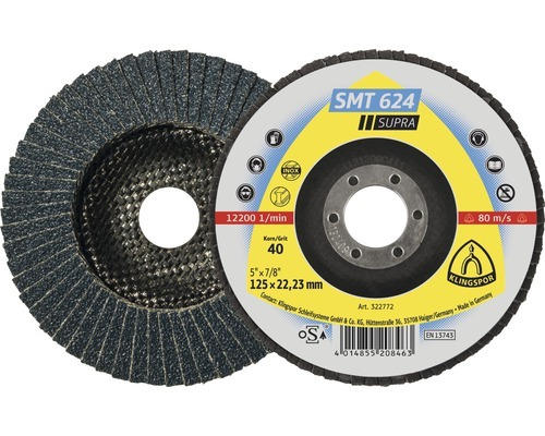 Schleifmopteller Fächerscheibe Klingspor SMT 624 Ø 125x22,23 mm Korn 40