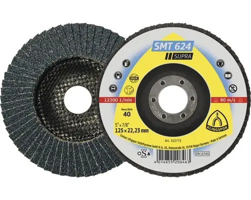 Schleifmopteller Fächerscheibe Klingspor SMT 624 Ø 125x22,23 mm Korn 80