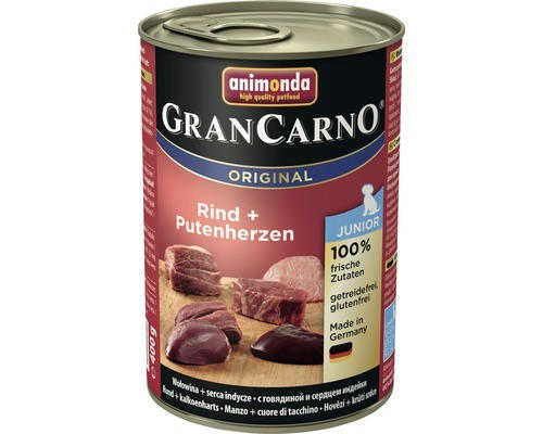 Hundefutter nass animonda Gran Carno Junior Rind & Putenherzen 400 g