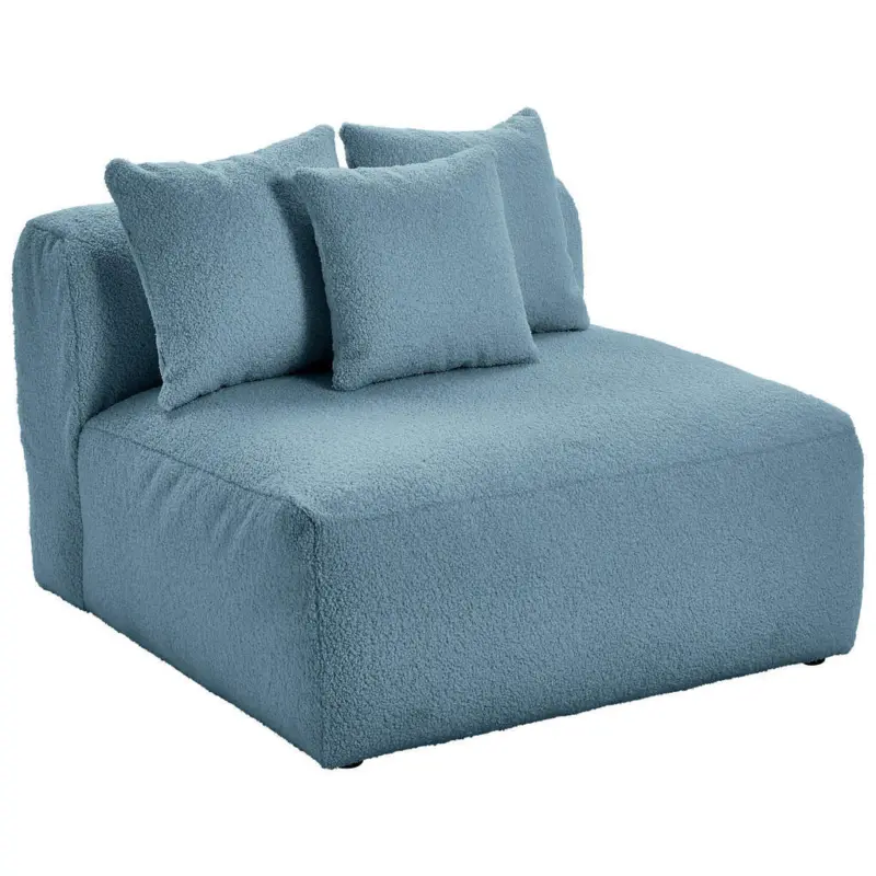 Sofaelement in Flachgewebe, Teddystoff Blau