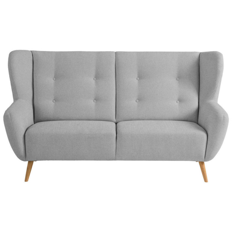 Dreisitzer-Sofa in Mikrovelours Silberfarben