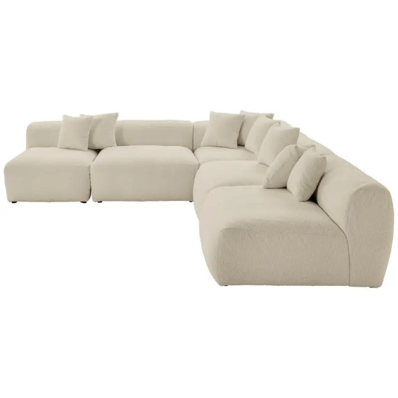 Ecksofa in Flachgewebe, Teddystoff Beige