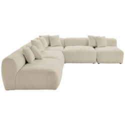 Ecksofa in Flachgewebe, Teddystoff Beige