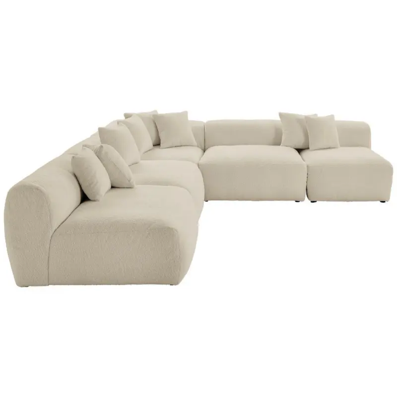 Ecksofa in Flachgewebe, Teddystoff Beige