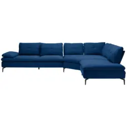 Ecksofa in Flachgewebe Blau