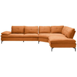 Ecksofa in Flachgewebe Orange, Rostfarben