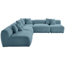 Ecksofa in Flachgewebe, Teddystoff Blau