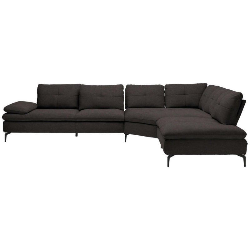 Ecksofa in Flachgewebe Schwarz