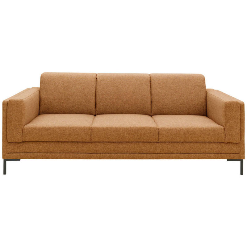 Dreisitzer-Sofa in Webstoff Messingfarben
