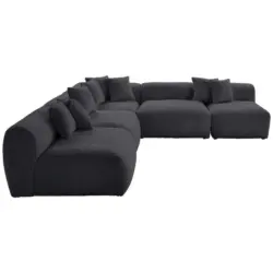 Ecksofa in Flachgewebe, Teddystoff Dunkelgrau