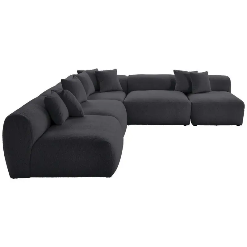 Ecksofa in Flachgewebe, Teddystoff Dunkelgrau