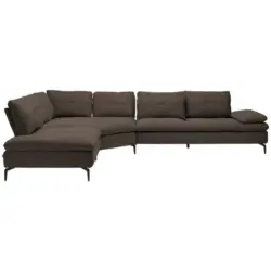 Ecksofa in Flachgewebe Dunkelbraun