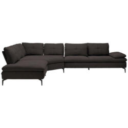 Ecksofa in Flachgewebe Schwarz