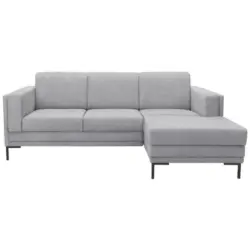 Ecksofa in Webstoff Silberfarben