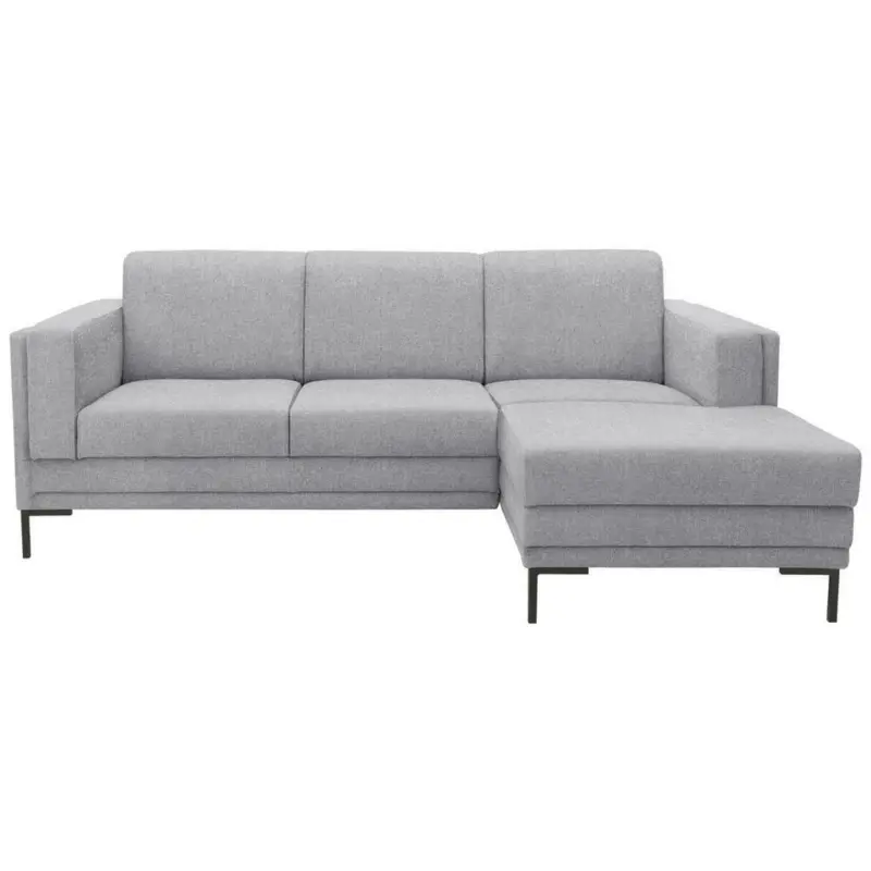 Ecksofa in Webstoff Silberfarben