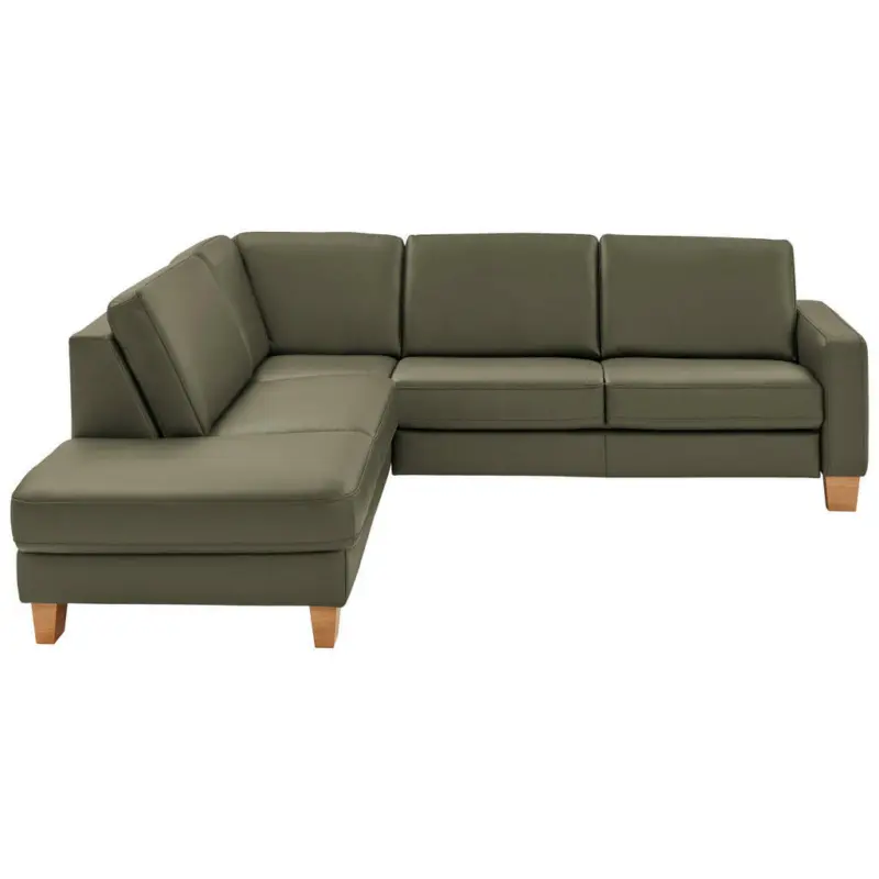 Ecksofa in Echtleder Grau, Grün