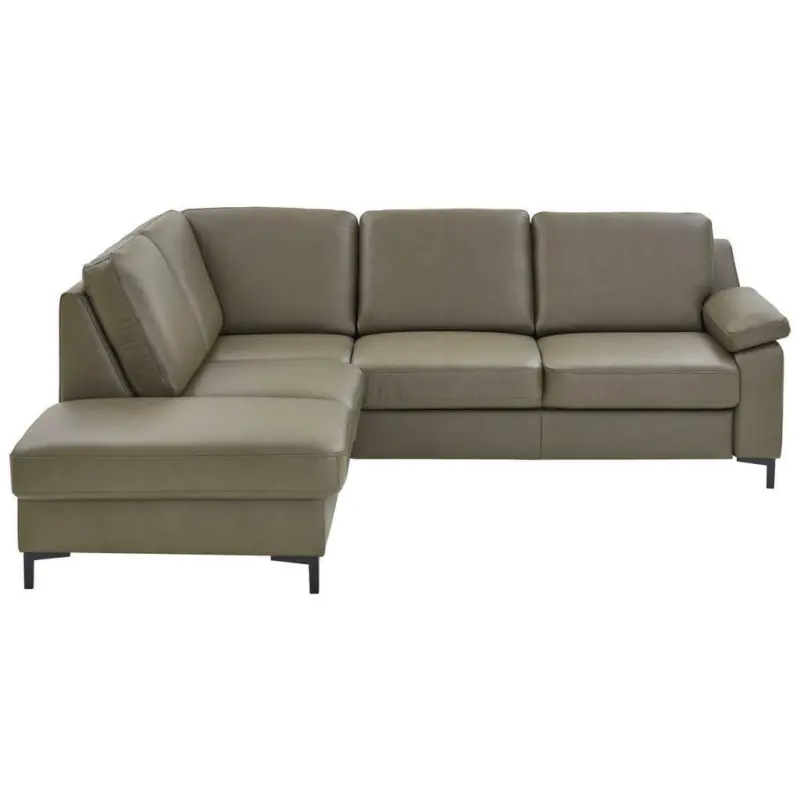 Ecksofa in Echtleder Olivgrün
