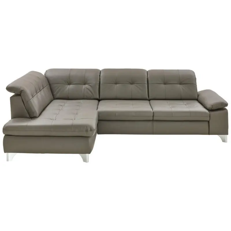 Ecksofa in Echtleder Grau