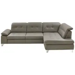 Ecksofa in Echtleder Grau