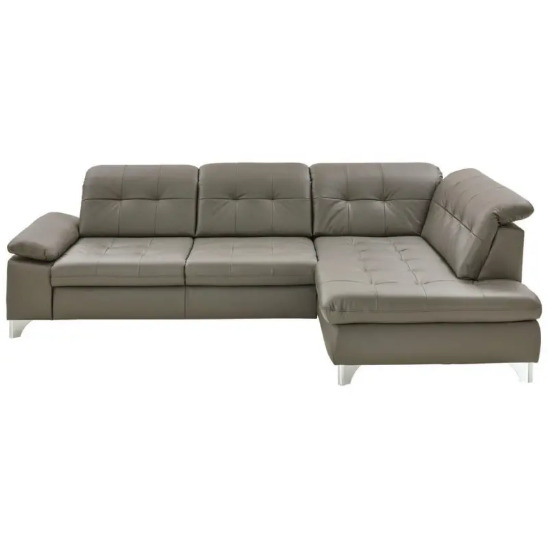 Ecksofa in Echtleder Grau