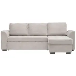 Ecksofa in Kord, Velours Hellgrau