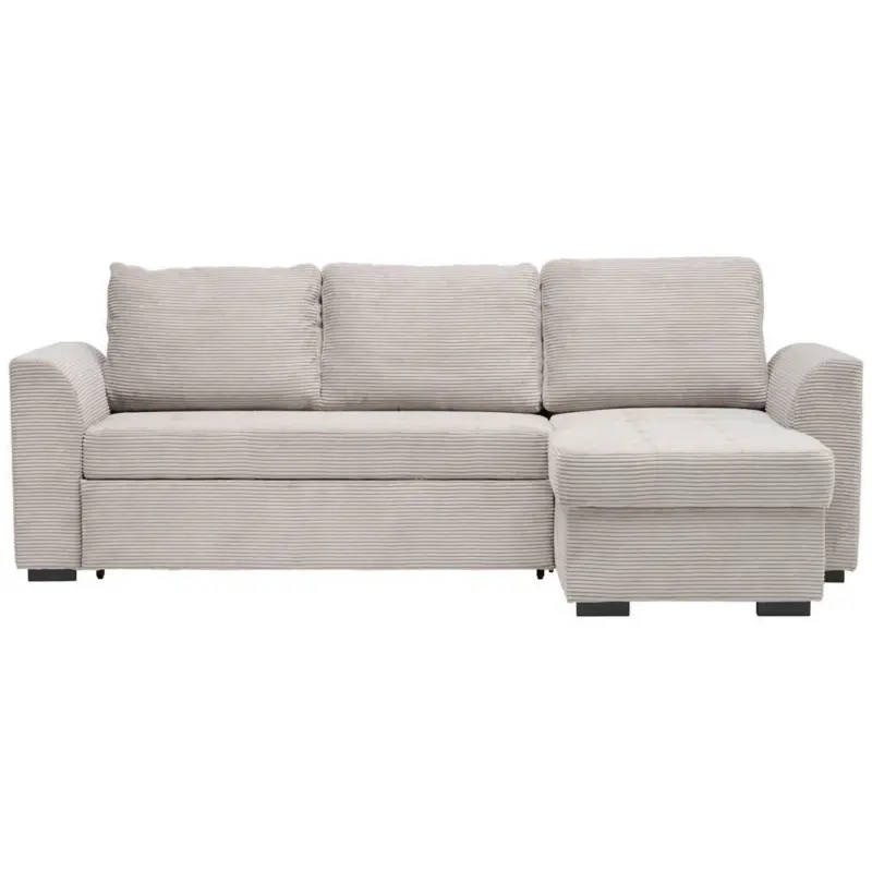 Ecksofa in Kord, Velours Hellgrau