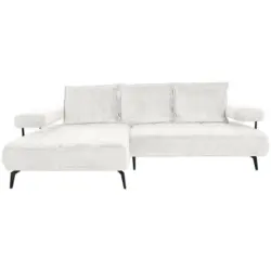Ecksofa in Webstoff Wei&szlig;