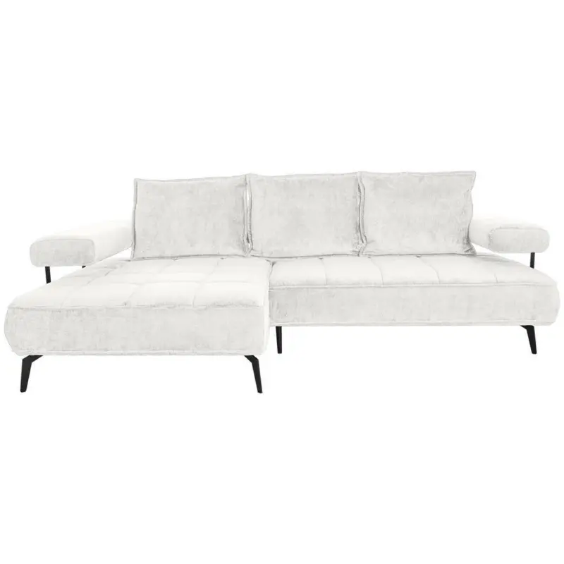 Ecksofa in Webstoff Wei&szlig;