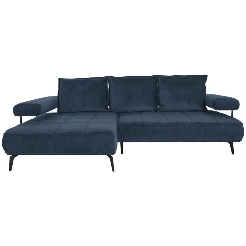 Ecksofa in Webstoff Dunkelblau