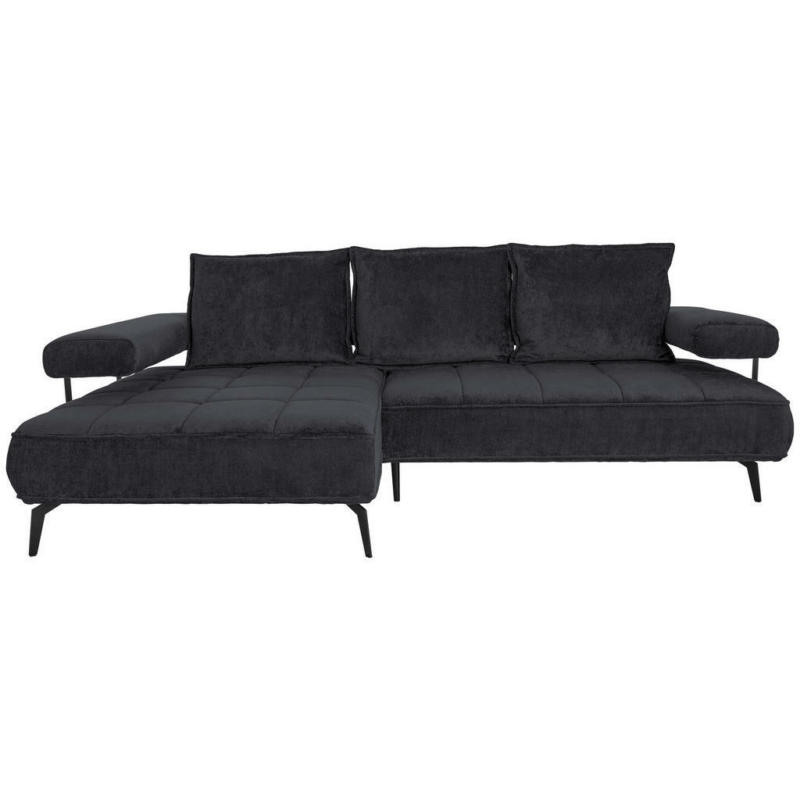 Ecksofa in Webstoff Schwarz