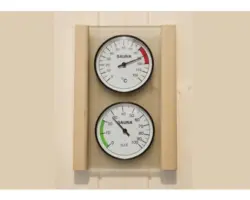 Sauna Hygro- und Thermometerset Weka mit Glasplatte und Holzrahmen