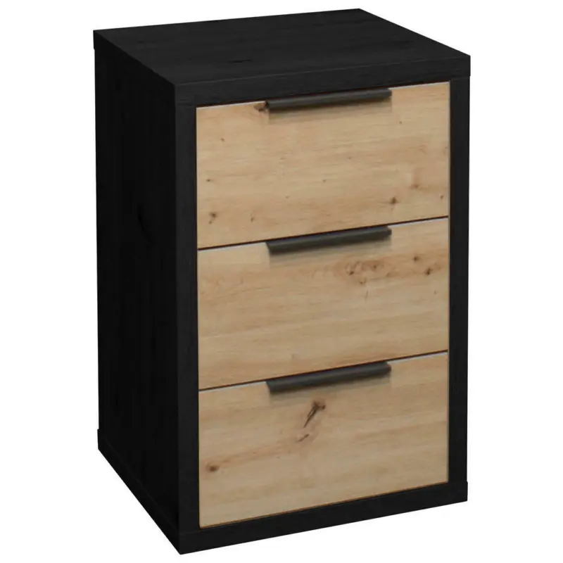 Nachtk&auml;stchen in Schwarz, Eiche Artisan