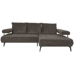 Ecksofa in Webstoff Dunkelbraun