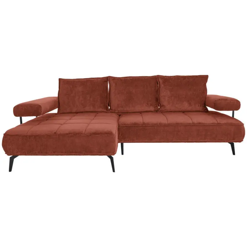 Ecksofa in Webstoff Terracotta