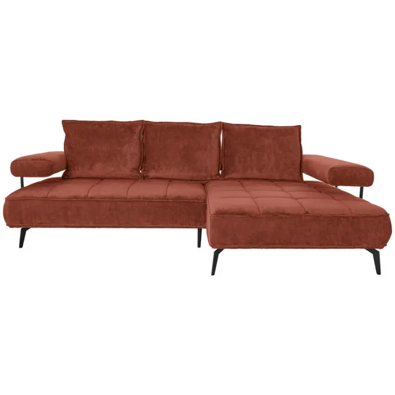 Ecksofa in Webstoff Terracotta