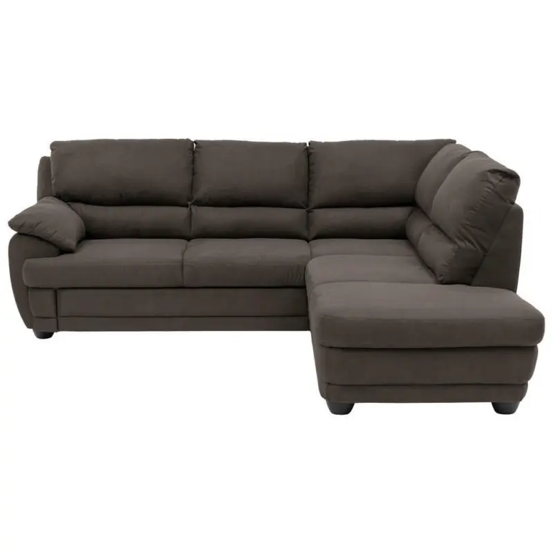 Ecksofa in Mikrofaser Dunkelbraun