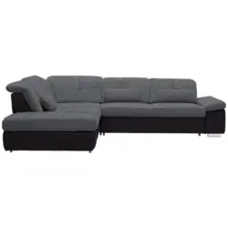 Ecksofa in Chenille Schwarz, Dunkelgrau