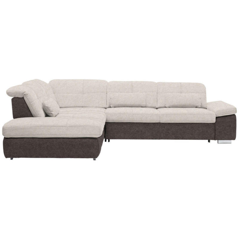 Ecksofa in Chenille Creme, Graubraun