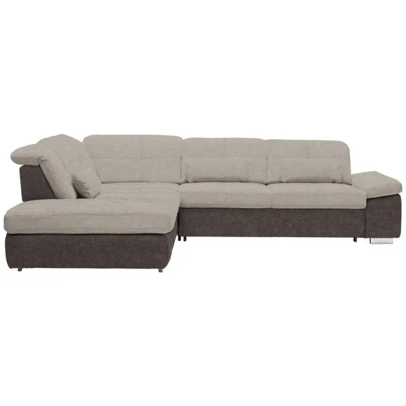 Ecksofa in Chenille Hellbraun, Graubraun