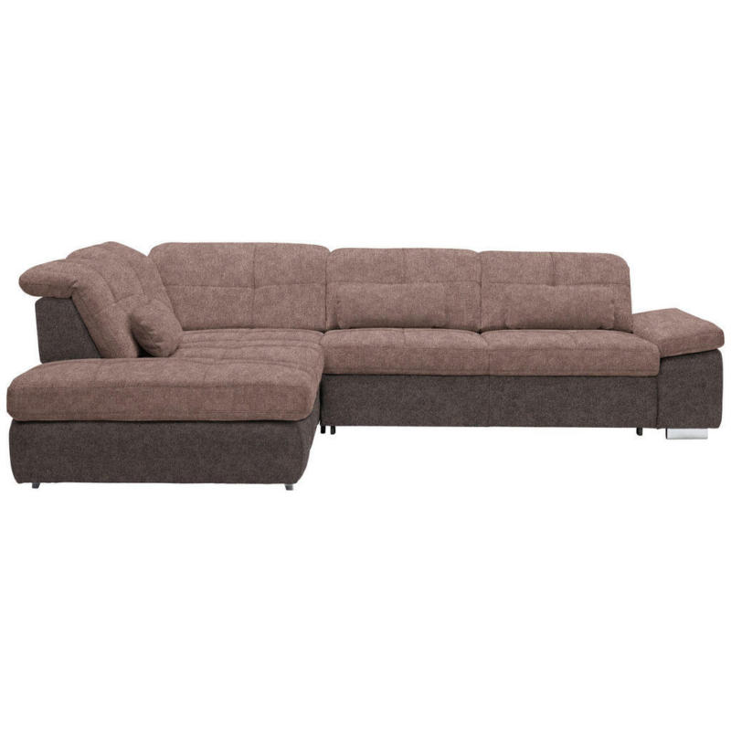 Ecksofa in Chenille Braun, Graubraun