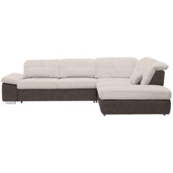 Ecksofa in Chenille Creme, Graubraun