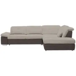 Ecksofa in Chenille Hellbraun, Graubraun