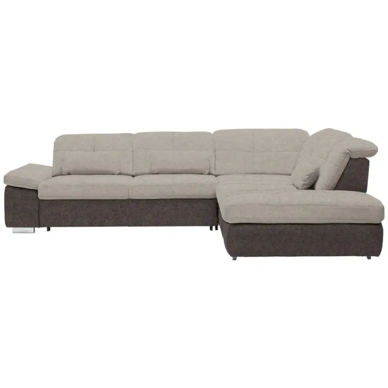 Ecksofa in Chenille Hellbraun, Graubraun