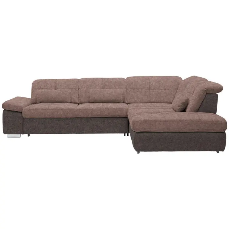 Ecksofa in Chenille Braun, Graubraun