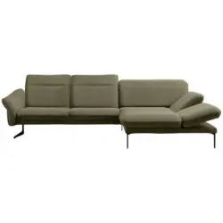 Ecksofa in Webstoff Olivgrün
